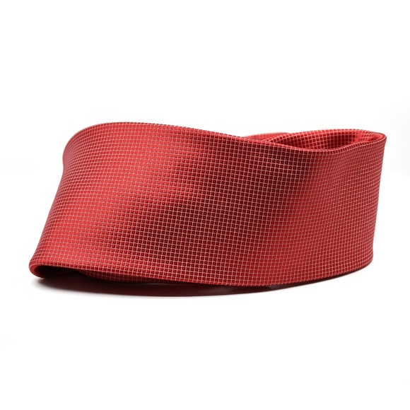 BRIONI Silk Micro-Check Motif Tie in Bright Red - Picture 2 of 9